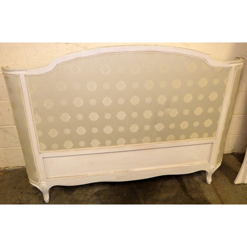 792 - A painted French style upholstered double bed frame, 160cm wide