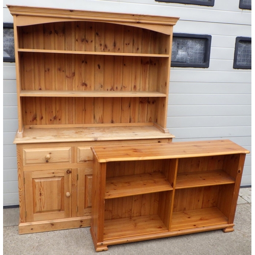 930 - A modern pine dresser together with a low bookcase (2)