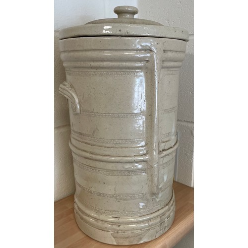 935 - A large 19th C Battersea London stoneware water filter 46cm tall