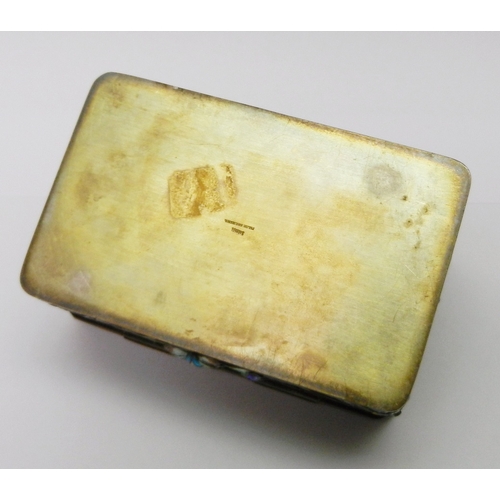 19 - A Chinese rectangular trinket box, white metal marked 