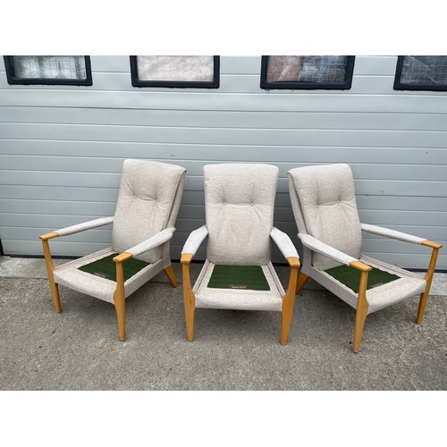 938 - Three Parker knoll arm chair frames, for reupholster PK988-1126