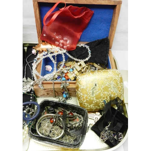 142 - Costume jewellery incl white metal; perfume bottles etc.