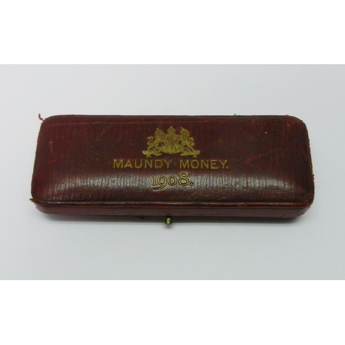 169 - An Edward VII 1908 Maundy Money set, in dated presentation case.