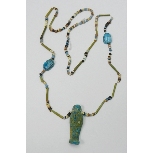 191 - Antiquarian interest: two strung necklaces of beads, including Ancient Egyptian interest, one featur... 