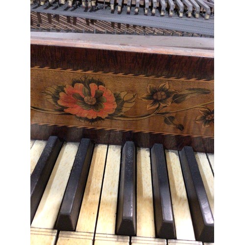 758 - A 18th cen mahogany George Garcka 1780 square piano, top damaged, later base (a/f), 151cm long, ex B... 