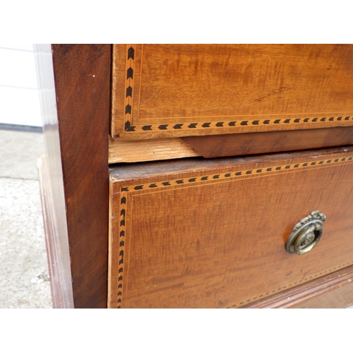 633 - An Edwardian mahogany & inlaid chest of drawers, 104cm wide, a/f chips