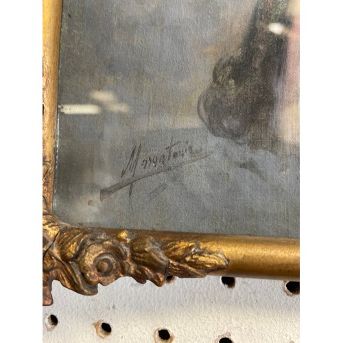 38 - A gilt framed portrait of a lady signed indistinctly Mosantonia ??