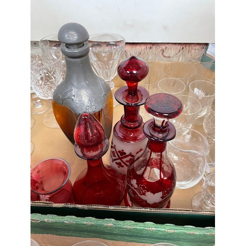 56 - A large qty of misc glass ware to inc decanters etc (2)