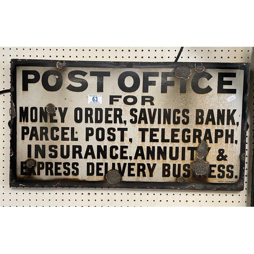 63 - A vintage enamel Post Office sign