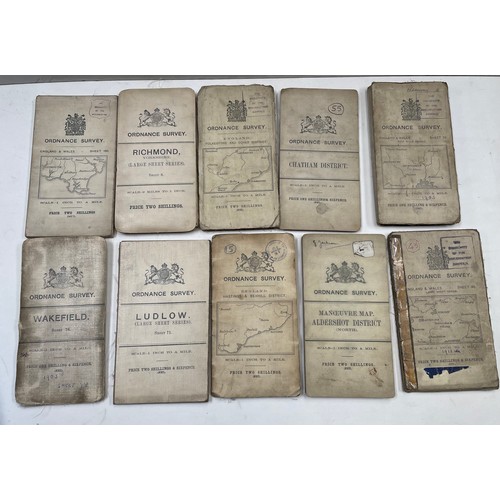 90 - A group of 10 vintage ordnance survey maps