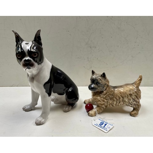 91 - A B&G Copenhagen Denmark Boston Terrier and a Beswick dogs (2)