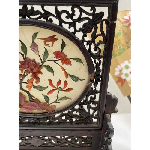 95 - A pair of small Oriental table screens af, etc