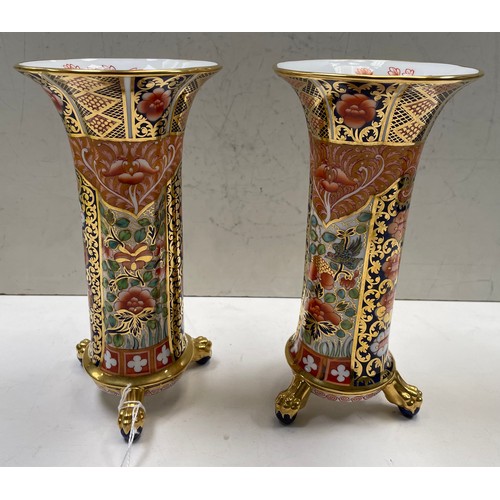 98 - A pair of Spode Copeland Imari pattern trumpet vases