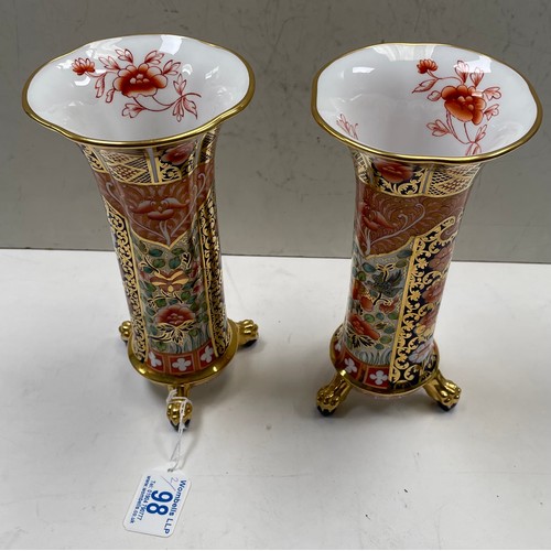 98 - A pair of Spode Copeland Imari pattern trumpet vases