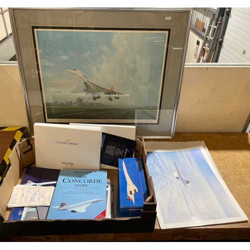 295 - A Coulson pencil signed Concorde print together with related ephemera