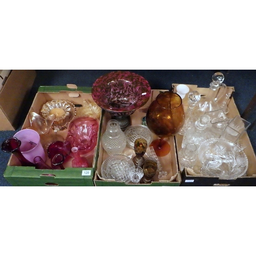 120 - Three boxes of misc glass ware