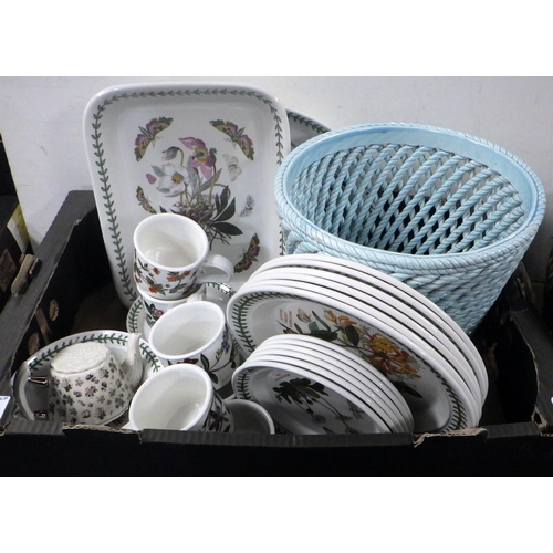 127 - A qty of Portmieiron table ware and a Spanish ceramic jardinere AF