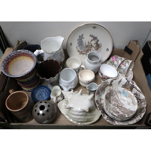 150 - Three boxes of ceramics etc to inc AF Border Fine Arts figures