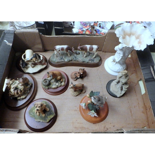 150 - Three boxes of ceramics etc to inc AF Border Fine Arts figures