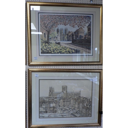 37 - A set of four large pencil signed Alan Stutle York interest prints