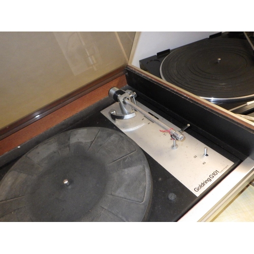 156 - A Goldring G101 turn table together with a Fisher turntable and another together with a qty of stylu... 