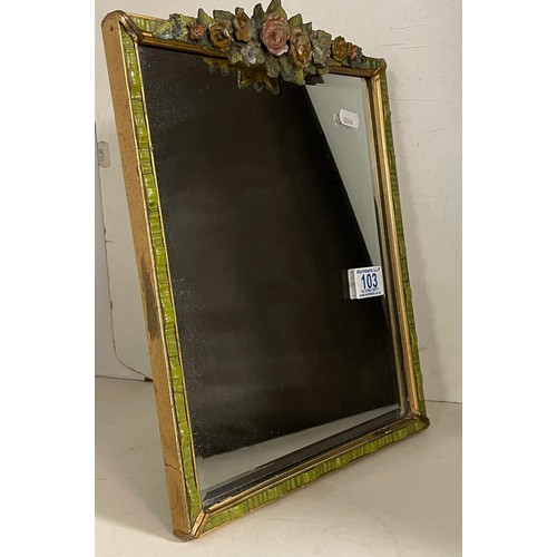 103 - A Barbola bevelled easel mirror