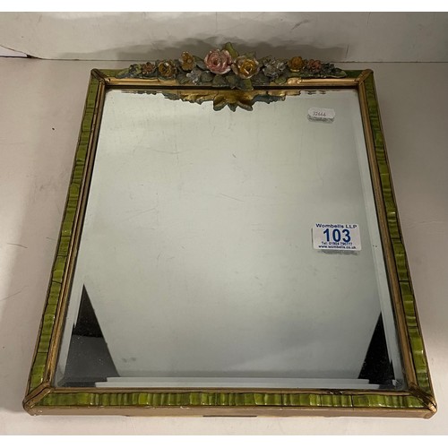 103 - A Barbola bevelled easel mirror