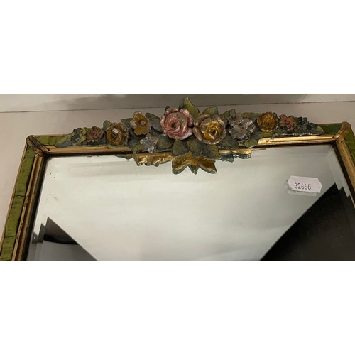 103 - A Barbola bevelled easel mirror