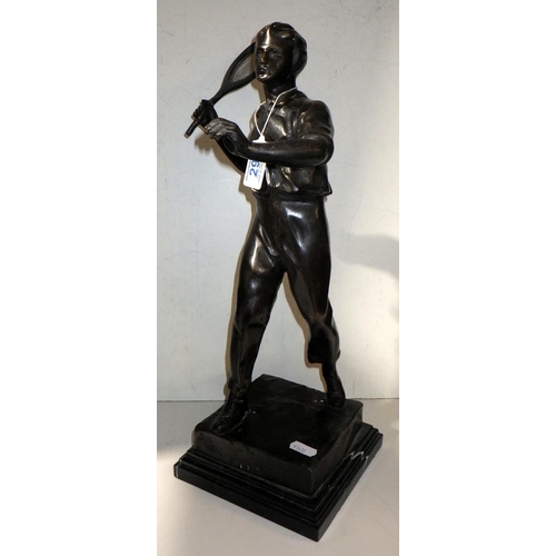 297 - A bronze figure of a tennis player after Loiscaly 41 tall