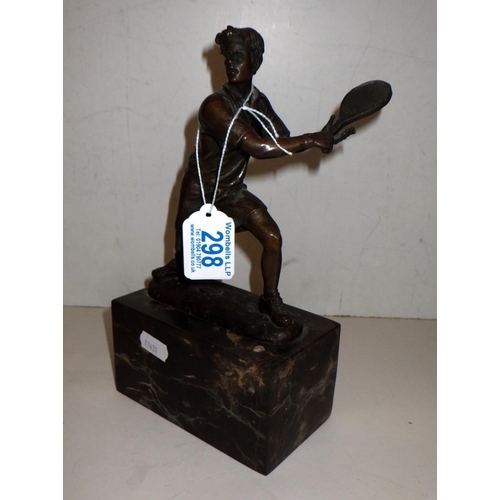 298 - A bronze figure of a tennis player after Milo 25cm tall