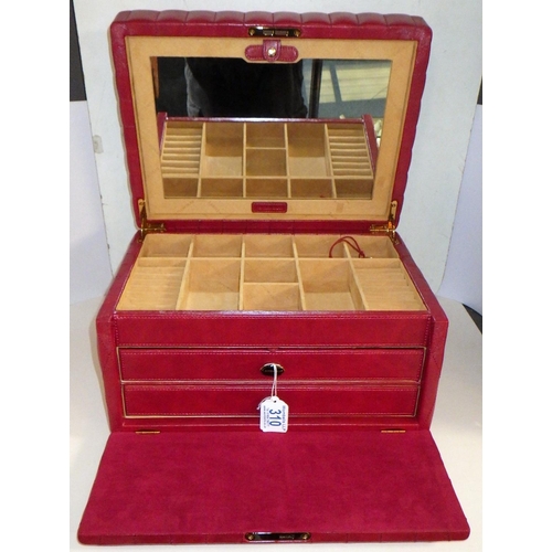 310 - A red leather jewellery box