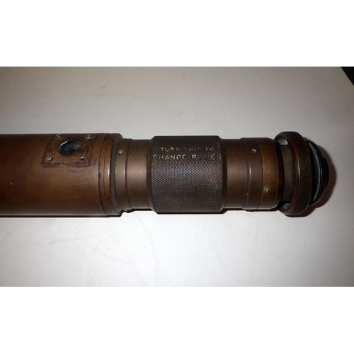 323 - A military sighting scope, brass.  595mm long