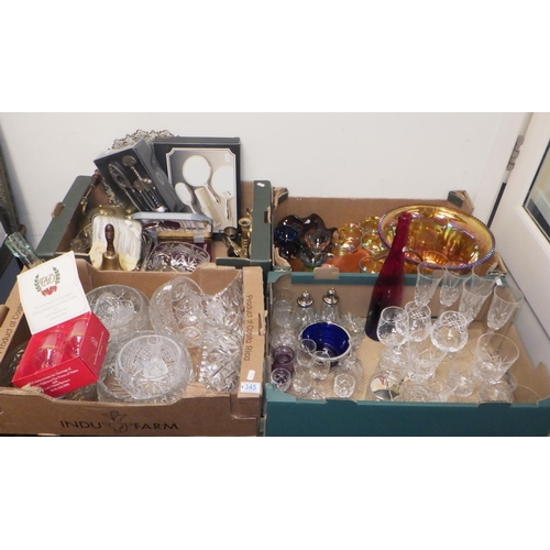 345 - A large quantity of glass and metal ware to include Cranival glass punch bowl etc (4)