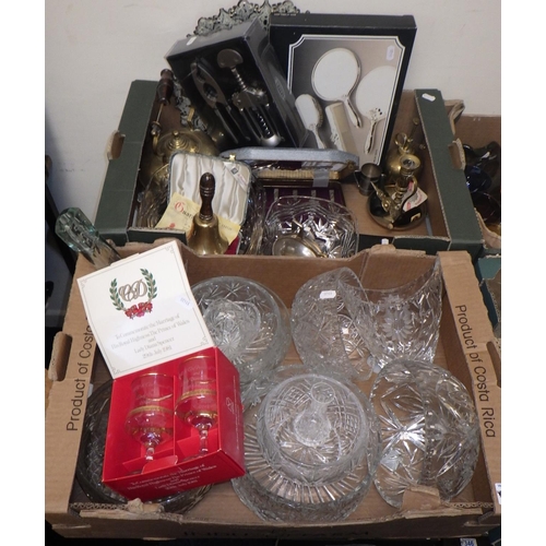 345 - A large quantity of glass and metal ware to include Cranival glass punch bowl etc (4)