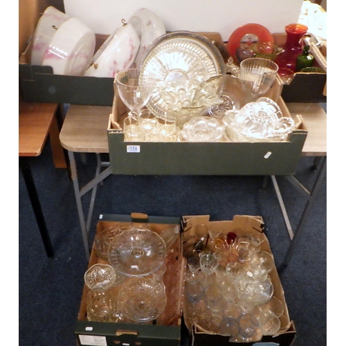 358 - A large qty of misc glass wares to inc four hanging shades etc (5)