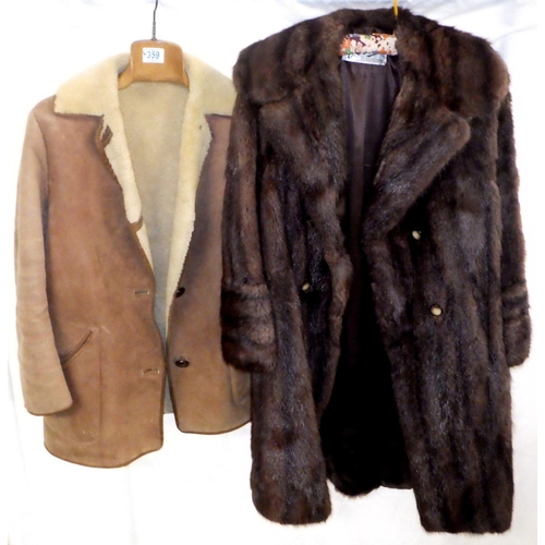 359 - A sheepskin coat and a fur coat and stole (2)