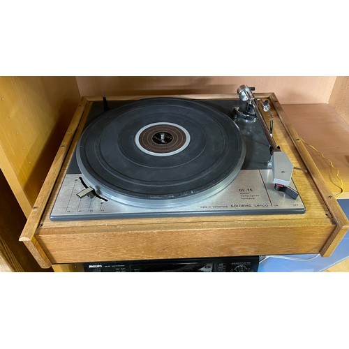 372 - A Goldring Lenco GL 75 turntable together with a Denon Tuner, Rotel, Phillips Cd recorder, Technics ... 