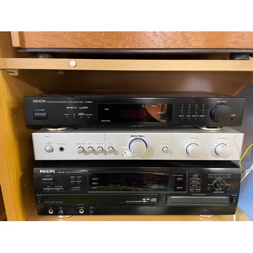 372 - A Goldring Lenco GL 75 turntable together with a Denon Tuner, Rotel, Phillips Cd recorder, Technics ... 