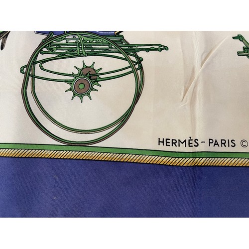 90 - A Hermes scarf – “Les Voitures a Transformation”. Designed by Françoise de la Perrière and first iss... 