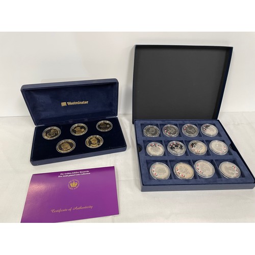 135 - A Golden Jubilee Queen Elizabeth II – boxed set of 12 Falkland Island 50 pence coins with boxed set ... 