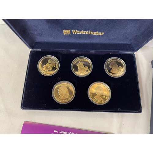 135 - A Golden Jubilee Queen Elizabeth II – boxed set of 12 Falkland Island 50 pence coins with boxed set ... 
