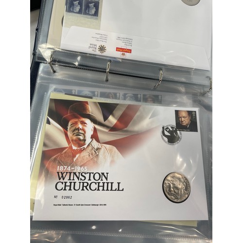 165 - Royal Mail / Royal Mint Philatelic Numismatic Covers: two slip-cover albums containing approximately... 