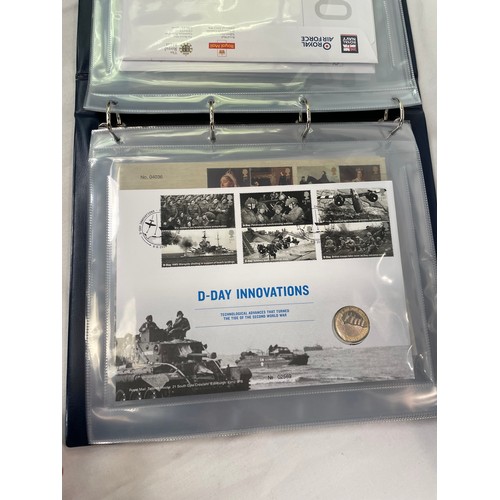 166 - Royal Mail / Royal Mint Philatelic Numismatic Covers: two slip-cover albums containing approximately... 