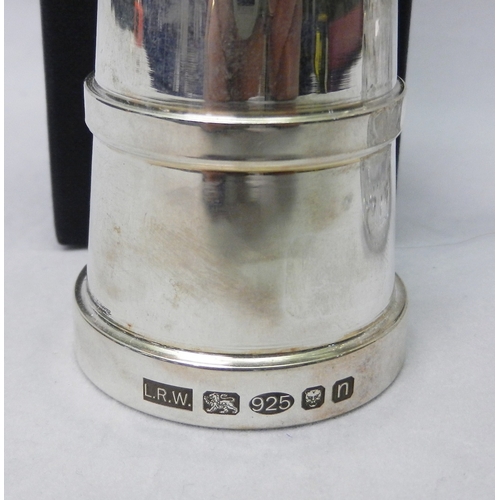 25 - A butter churn style silver salt mill having a Cole & Mason mechanism, Lawrence R Watson & Co (Sheri... 