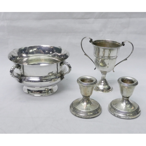 26 - An Arts & Crafts influence silver four-handled presentation bowl, Edward Barnard & Sons, London 1909... 