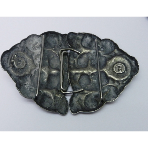 61 - A Volmer Bahner mermaid motif pendant, white metal marked VB Sterling Denmark, 40mm across; a David ... 