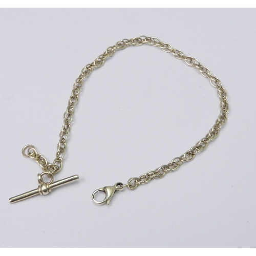 73 - A chain link bracelet modelled as a watch chain, 9ct gold, modern.  188mm long total / 5g