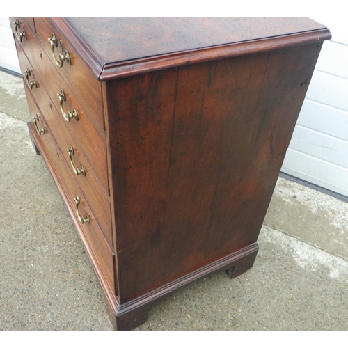 896 - A Geo III mahogany chest of drawers, moulding a/f, 102cm wide