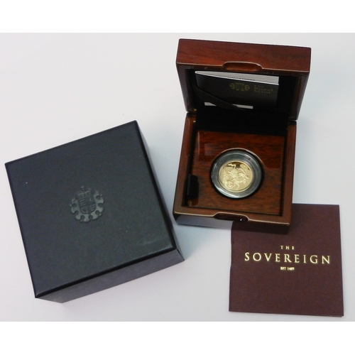 139 - A 2015 Elizabeth II gold proof sovereign.  Cased with papers.  GOLD BULLION COIN - VAT EXEMPT.