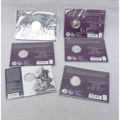 161 - Royal Mint Collectors' Coins: six UK £20 Fine Silver Coins comprising one Timeless First 2013, one C... 